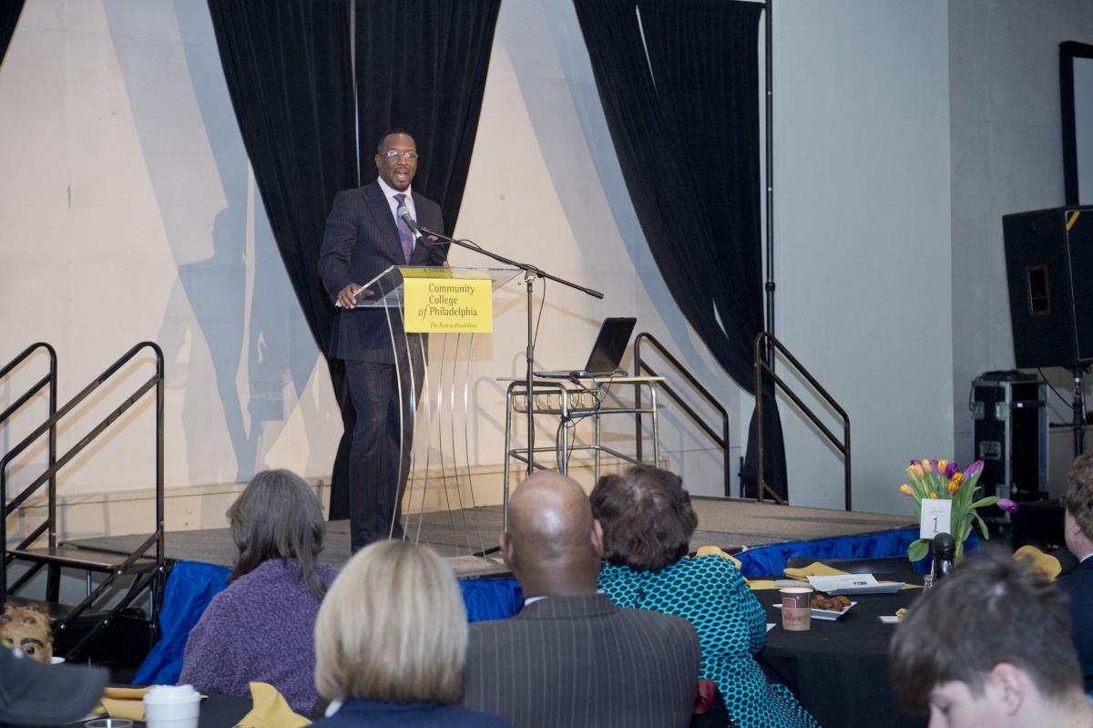 Sulaiman Rahman, founder and CEO of Urban Philly Professional Network, speaks at the African American History Month breakfast. Sulaiman Rahman, founder and CEO of Urban Philly Professional Network, speaks at the African American History Month breakfast.