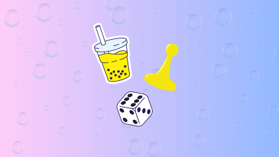 Boba and a game piece and dice