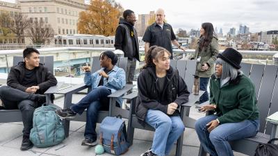 Students Socializing Outside at CATC