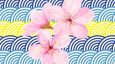 Flowers over a decorative pattern