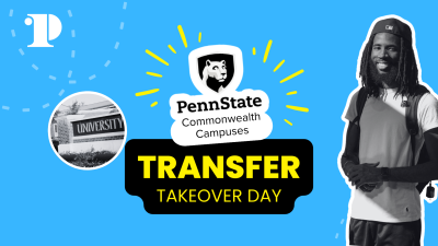 "Penn State Commonwealth Campuses Transfer Takeover Day" in graphic fonts.