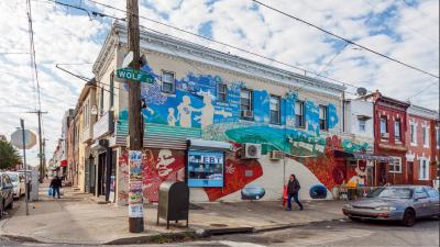 building with a mural on it