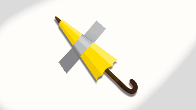 An umbrella combines with a pencil to symbolize April is Art