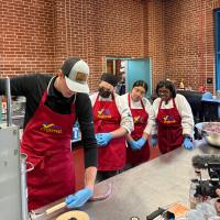 Students competing in a chopped-style contest at the Farm Show.