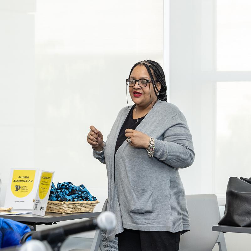 BHHS staff talking to a crowd