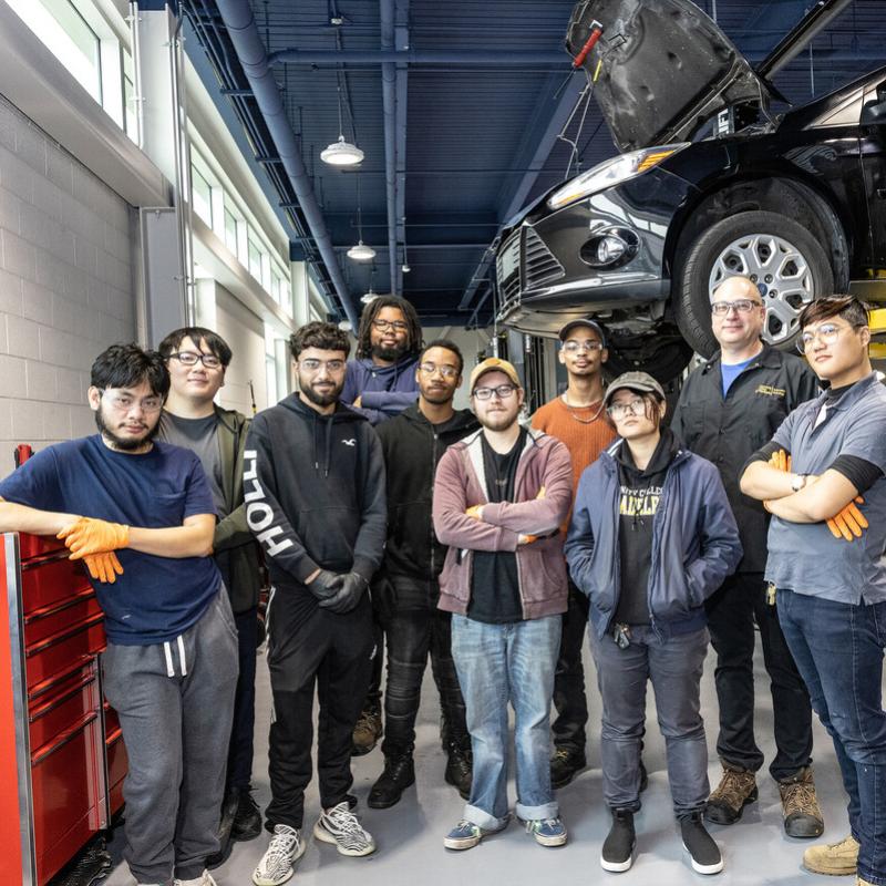 students in an automotive technology class