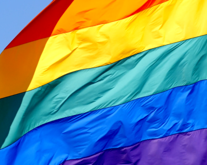 Rainbow flag blowing in the wind