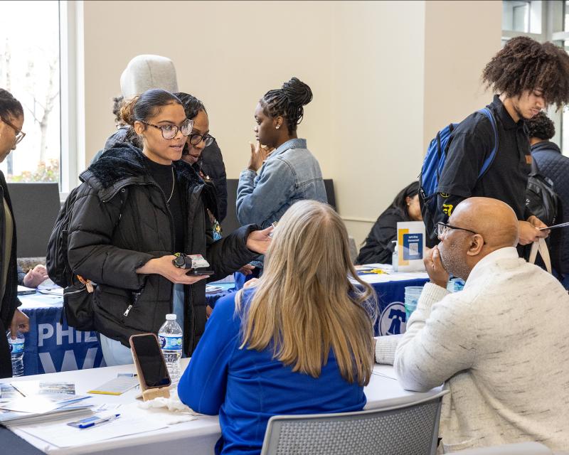 students at a career fair