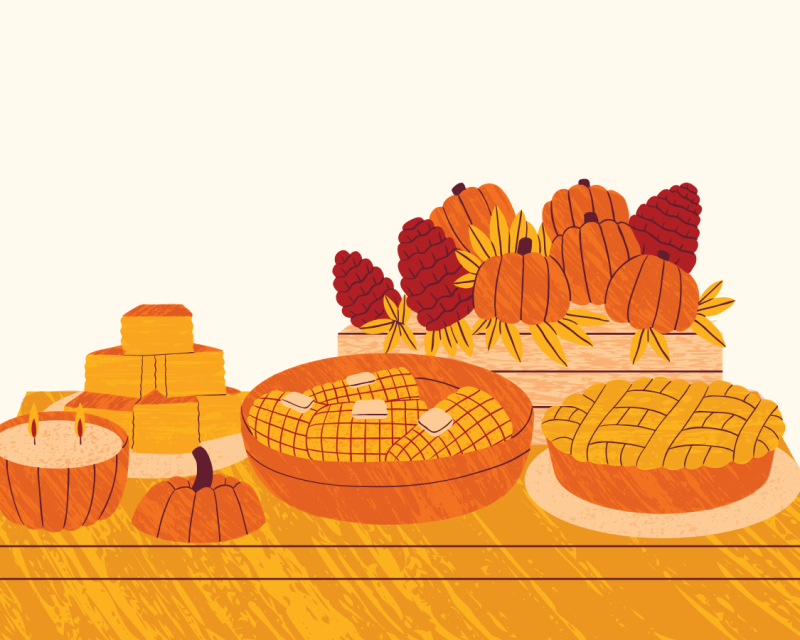 illustration of thanksgiving food