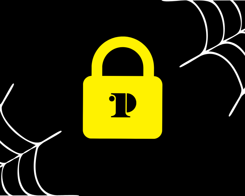 Lock, spider webs, ccp Logo
