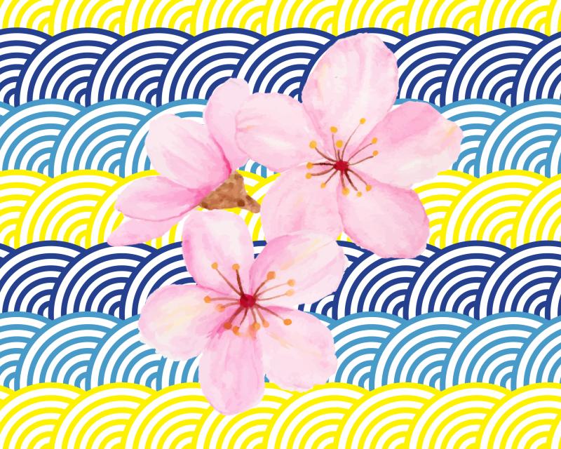Flowers over a decorative pattern