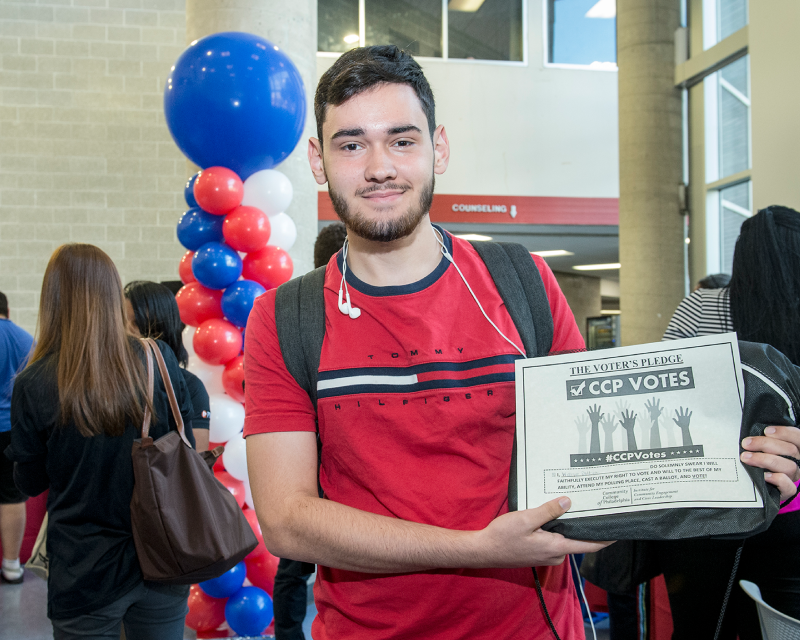 Student holding a student