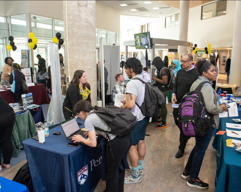 Students at a career fair