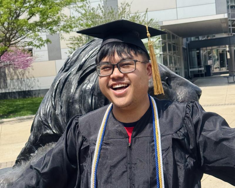 David Hansen in his cap and gown 